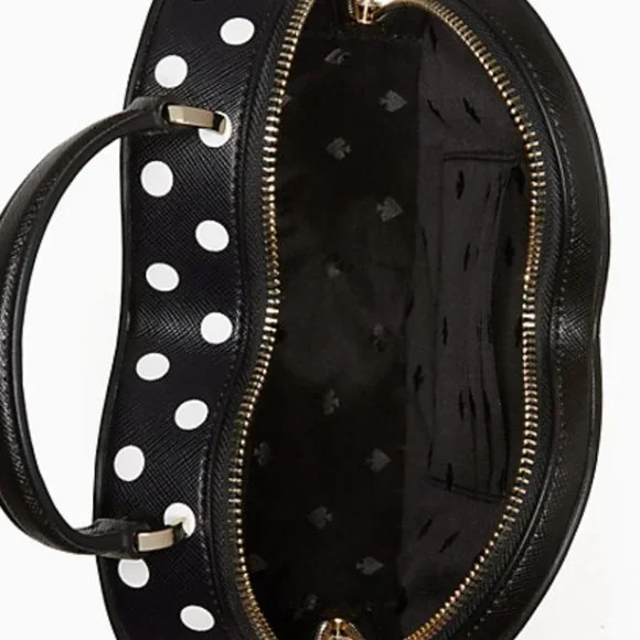 NWT Kate Spade New York Love Shack Heart Crossbody in Polka Dot Black & White